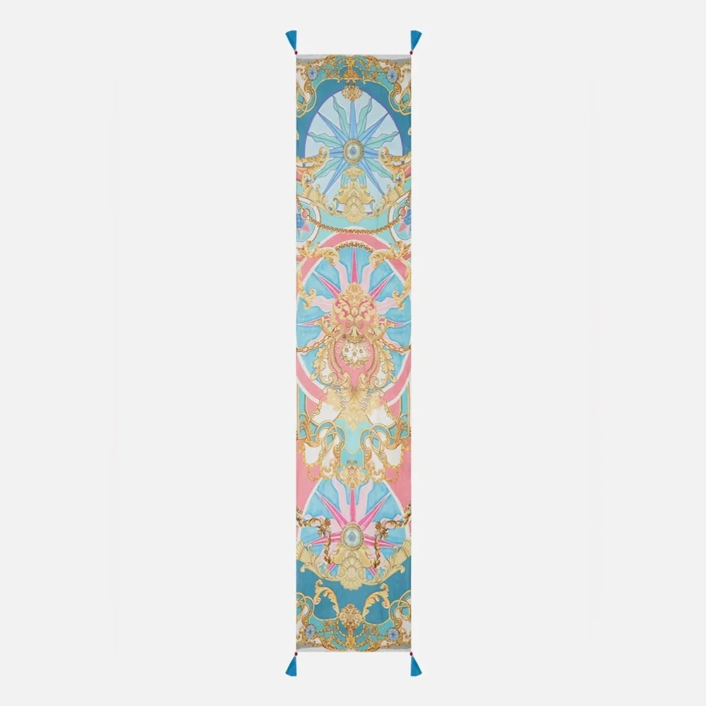 Camilla “Sail Away With Me” pink blue silk nautical baroque scarf belt wrap top - Picture 2 of 4